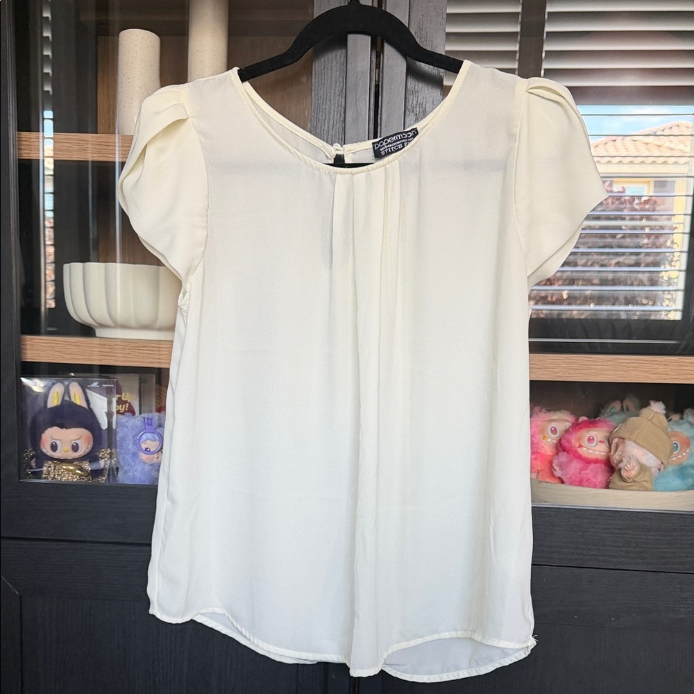 Papermoon designed for Stitchfix Cream Blouse with petal sleeves